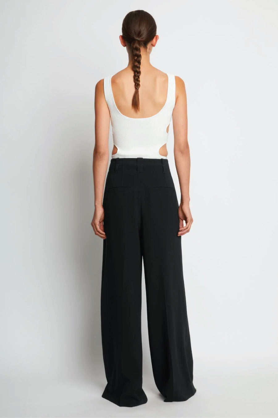 Proenza Schouler Crepe Wide Leg Pants - Black