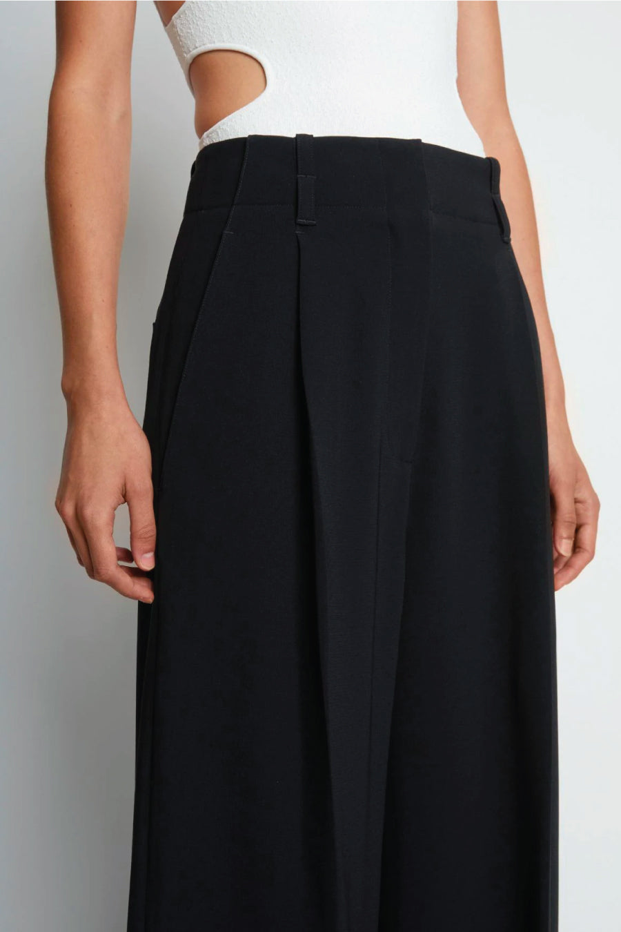 Proenza Schouler Crepe Wide Leg Pants - Black