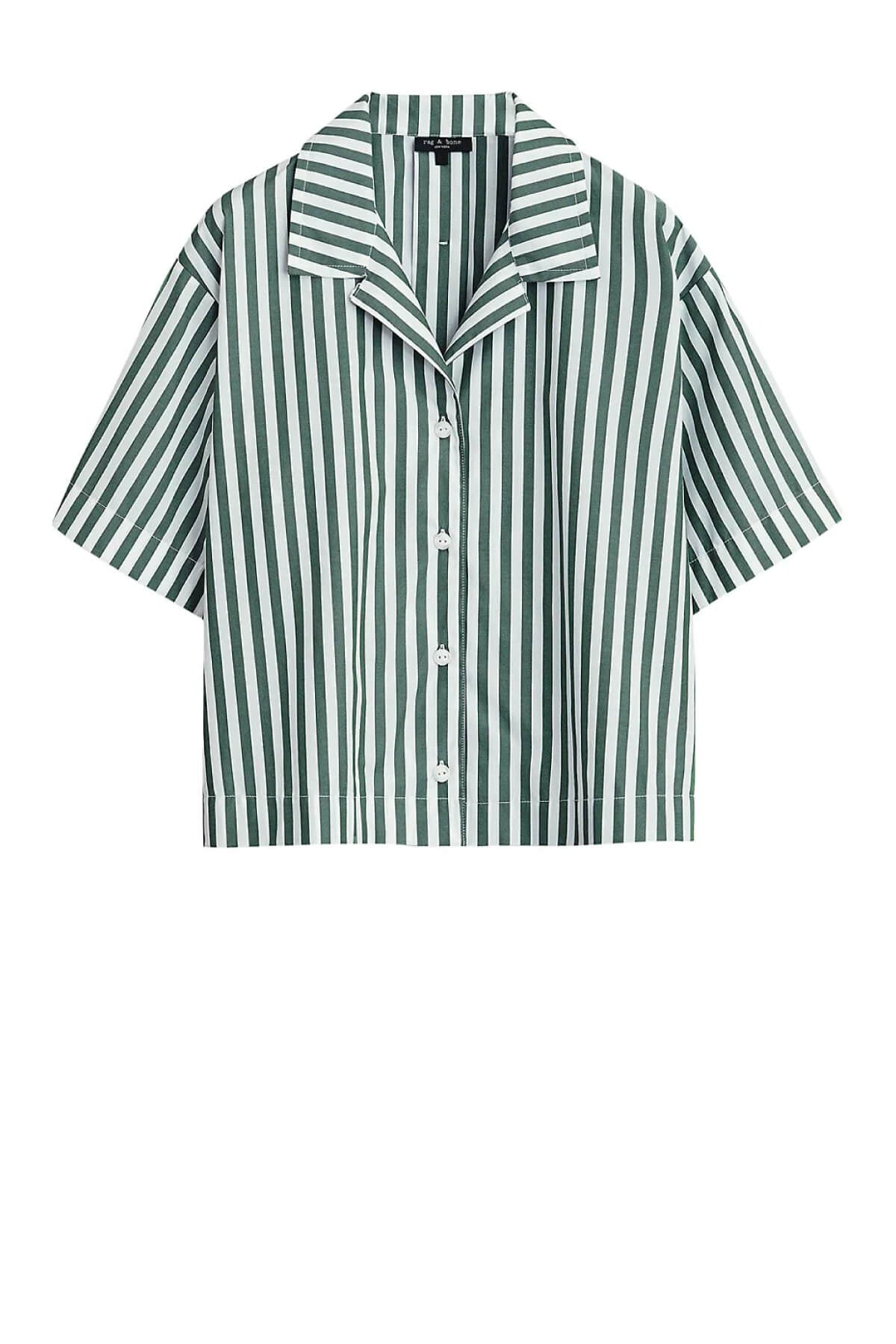 Rag & Bone Reed Striped Shirt - Green Stripe