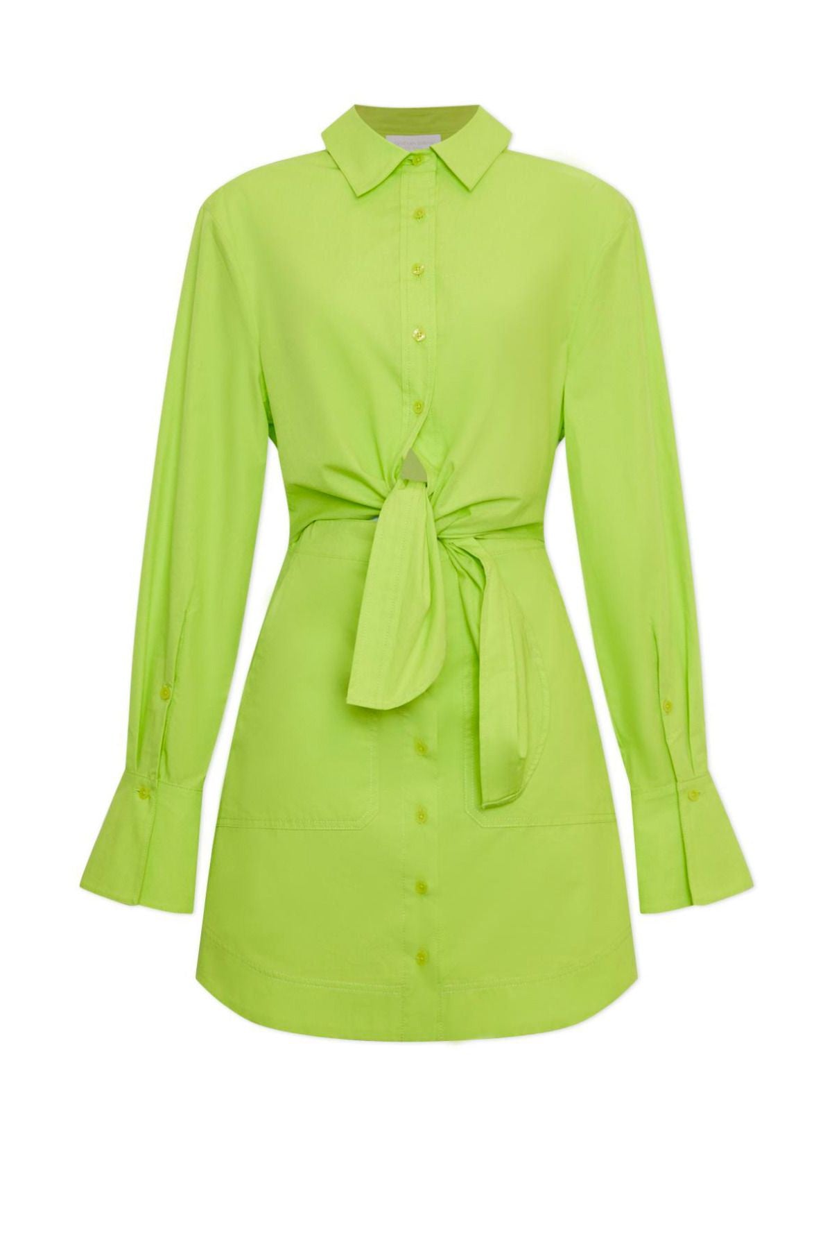 Simkhai Colbi Cotton Poplin Mini Shirt Dress - Acid Lime