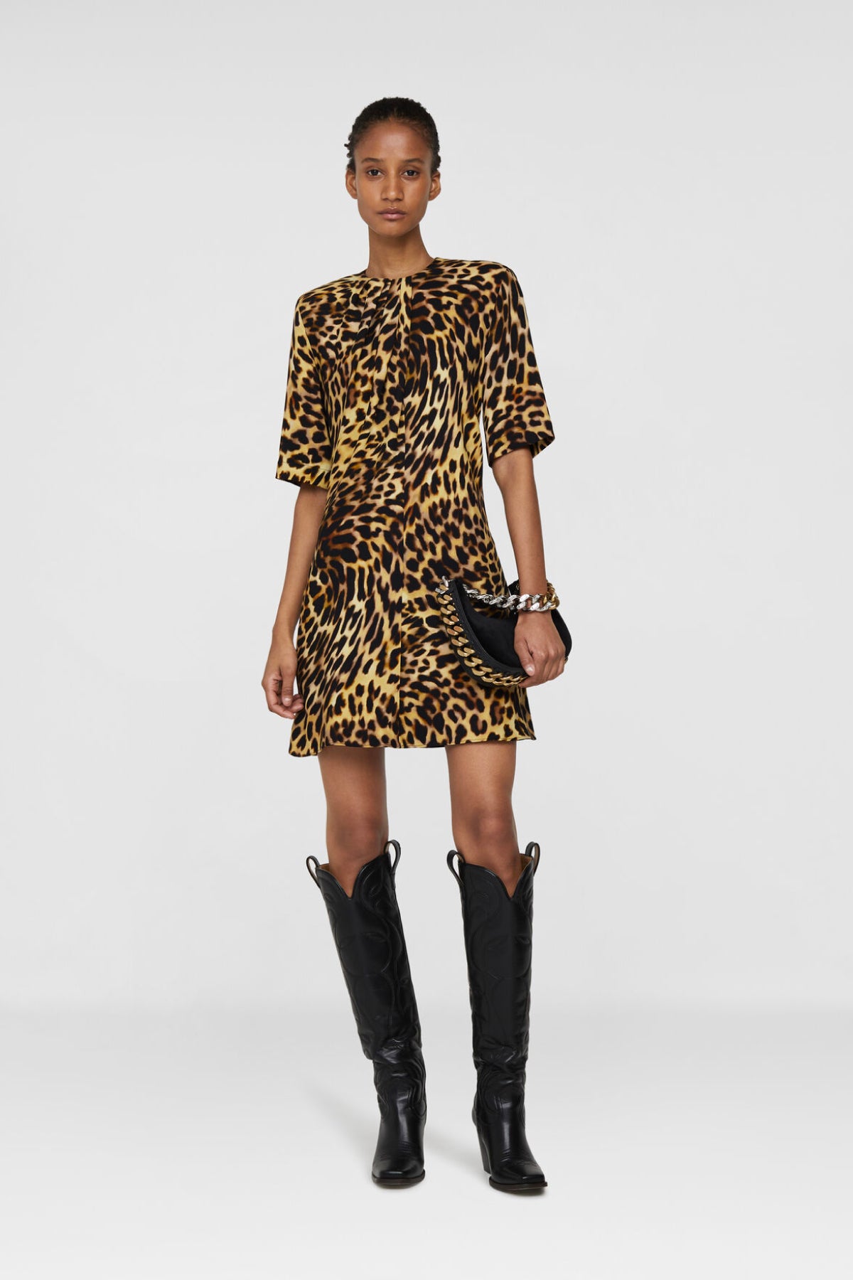 Stella McCartney Cheetah Print Mini Dress - Tortoiseshell