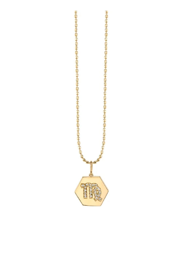 Sydney Evan Hexagon Diamond Zodiac Charm Necklace - Virgo