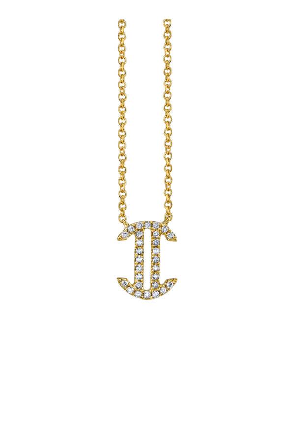 Sydney Evan Pave Gemini Charm Necklace - Yellow Gold