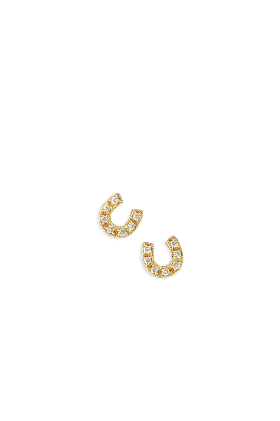 Sydney Evan Pave Horseshoe Stud Earrings Yellow Gold Grace Melbourne