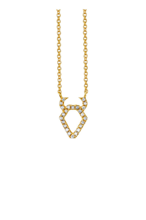 Sydney Evan N34382 Pave Taurus Charm Necklace - Yellow Gold