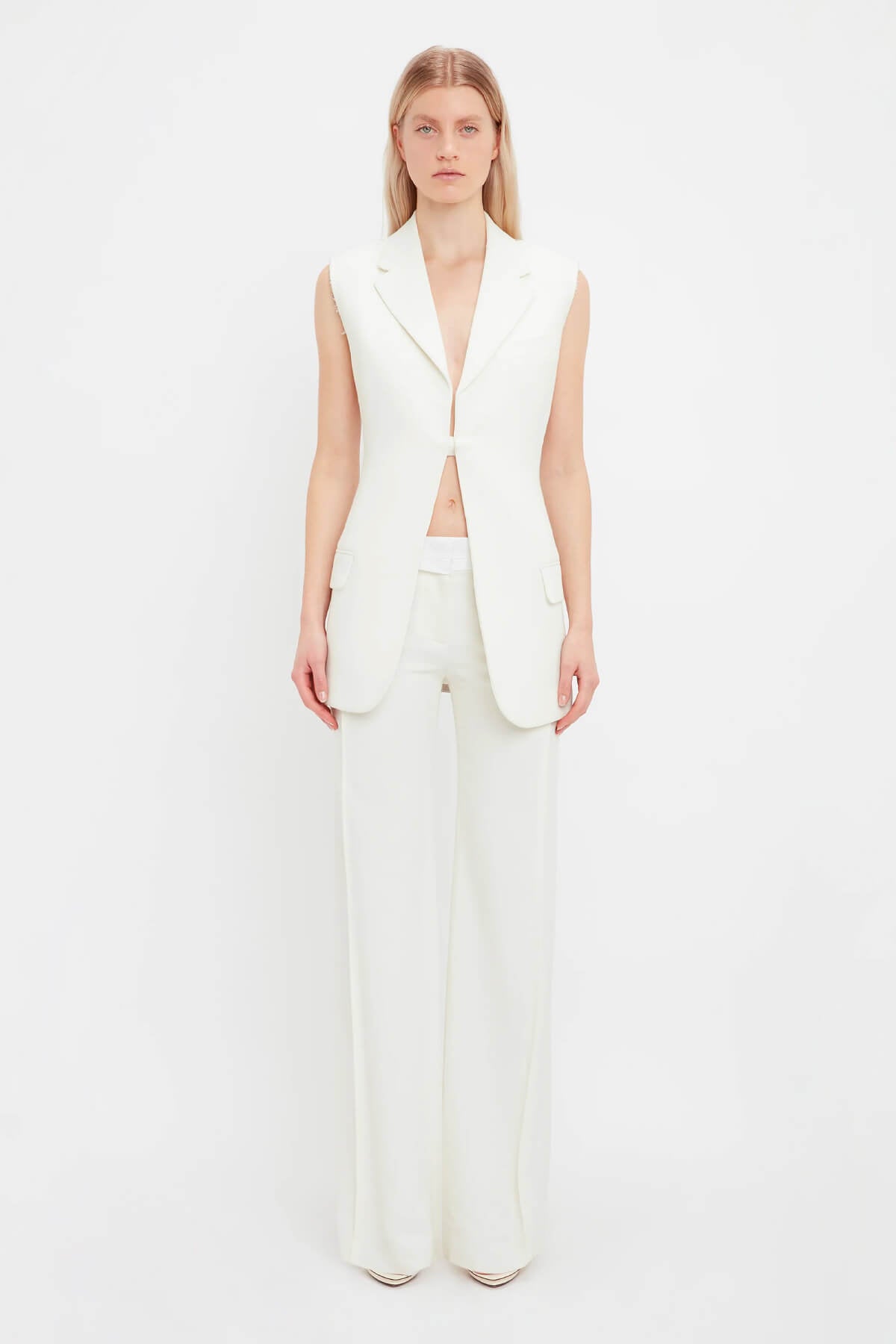 Victoria Beckham Sleeveless Jacket Vest - Off White