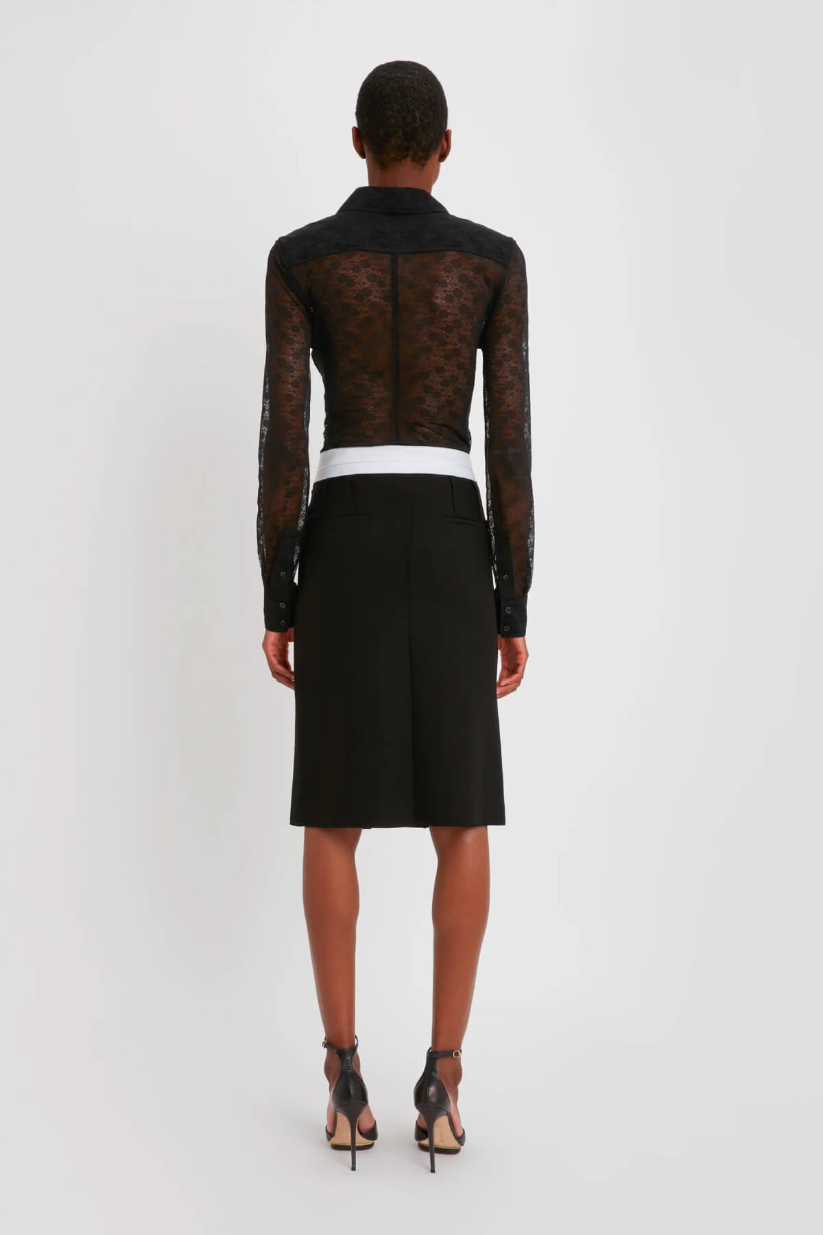 Victoria Beckham Textured Wool Tailored Inside Out Skirt - Black