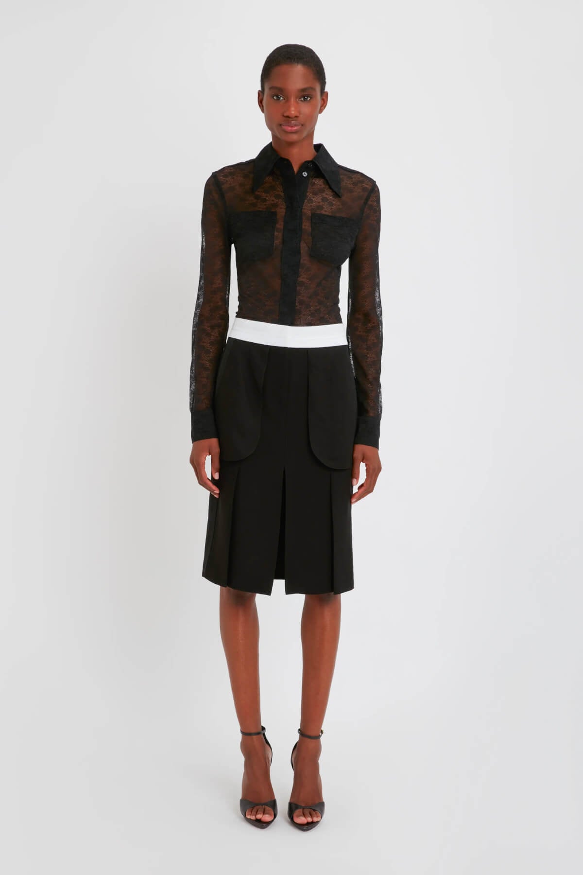 Victoria Beckham Textured Wool Tailored Inside Out Skirt - Black