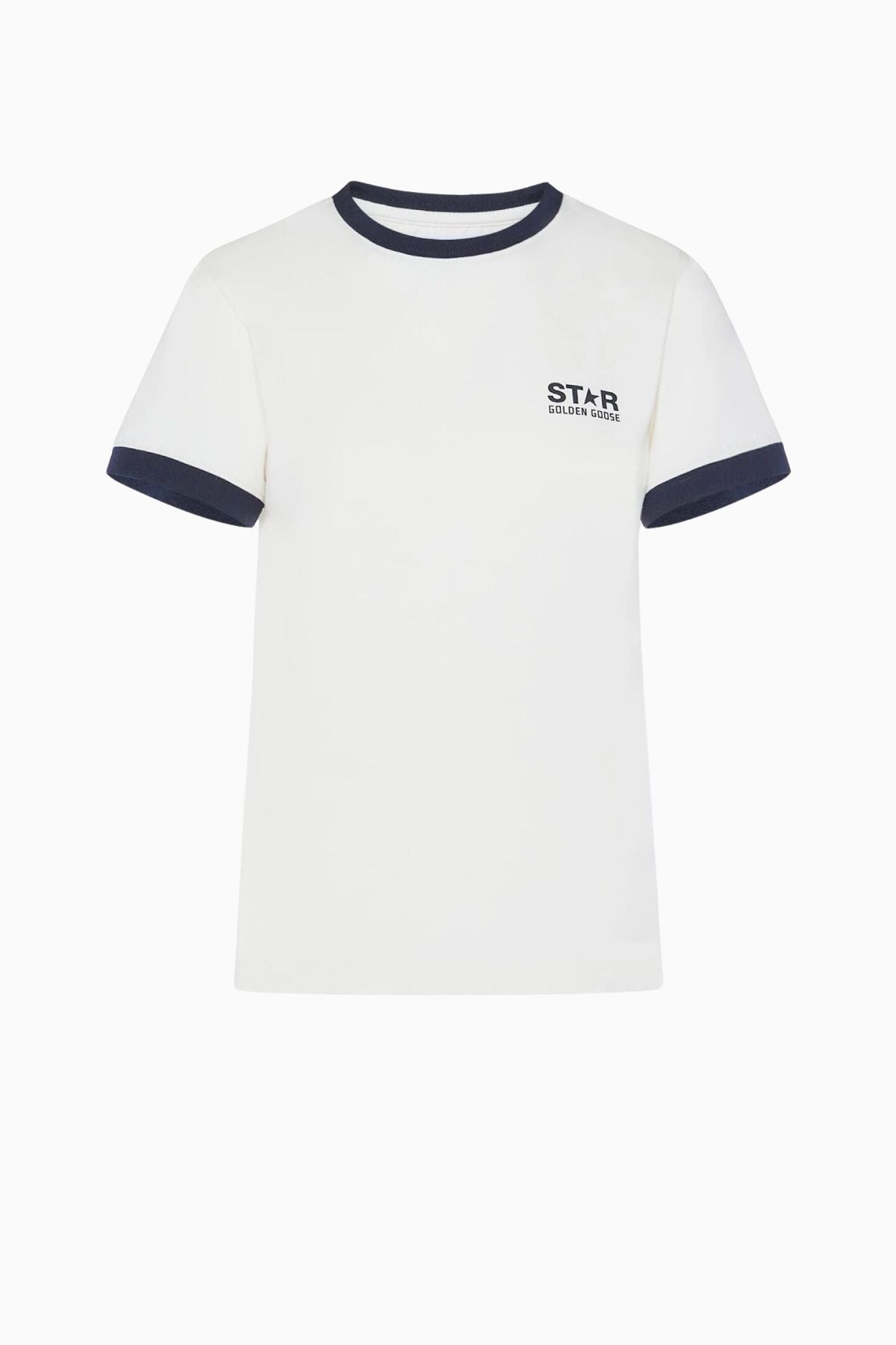Golden Goose Logo Star T Shirt Heritage White Dark Blue