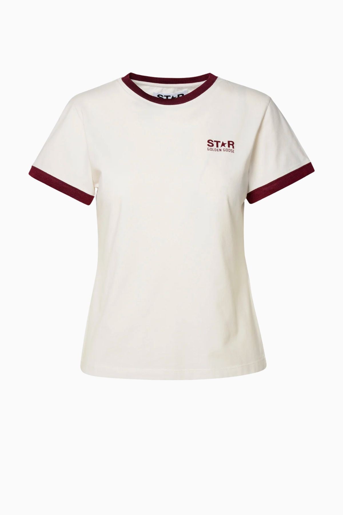 Golden Goose Logo Star T Shirt Heritage White Windsor Wine