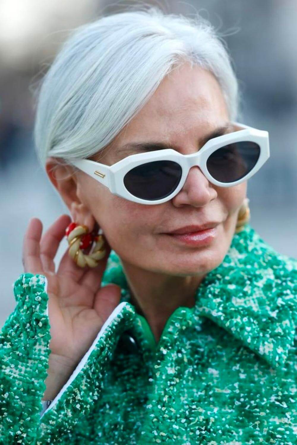 Grece Ghanem Bottega Veneta Ivory Sunglasses