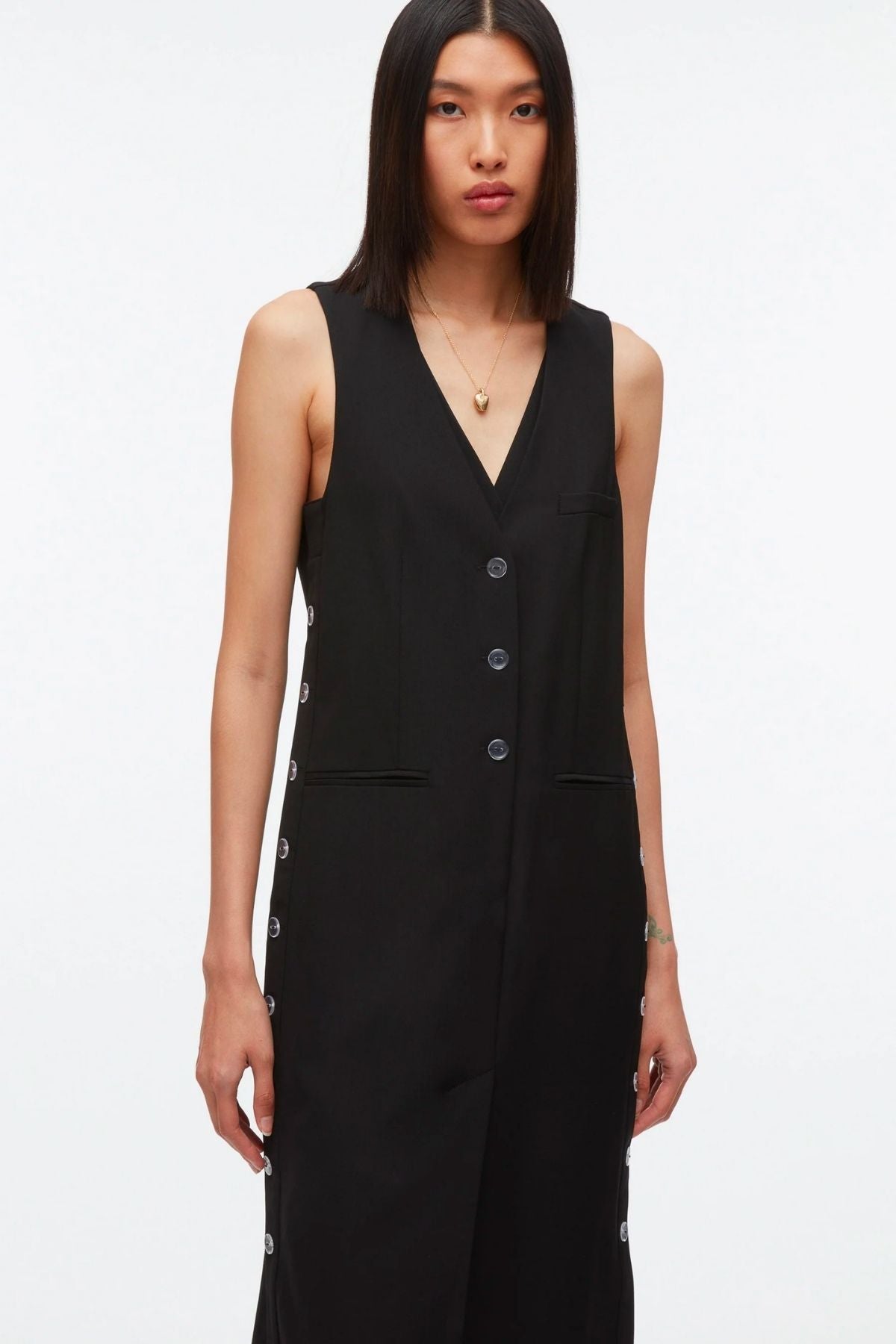 3.1 Phillip Lim Tailored Vest Dress with Set In Bra - Black