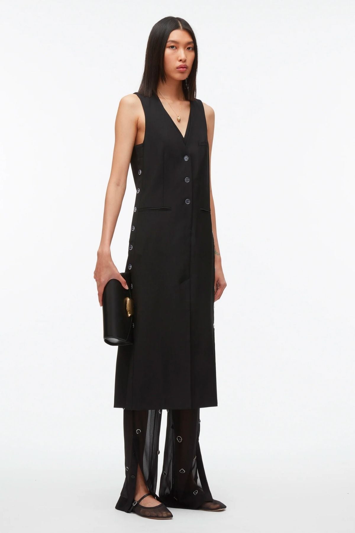 3.1 Phillip Lim Tailored Vest Dress with Set In Bra - Black