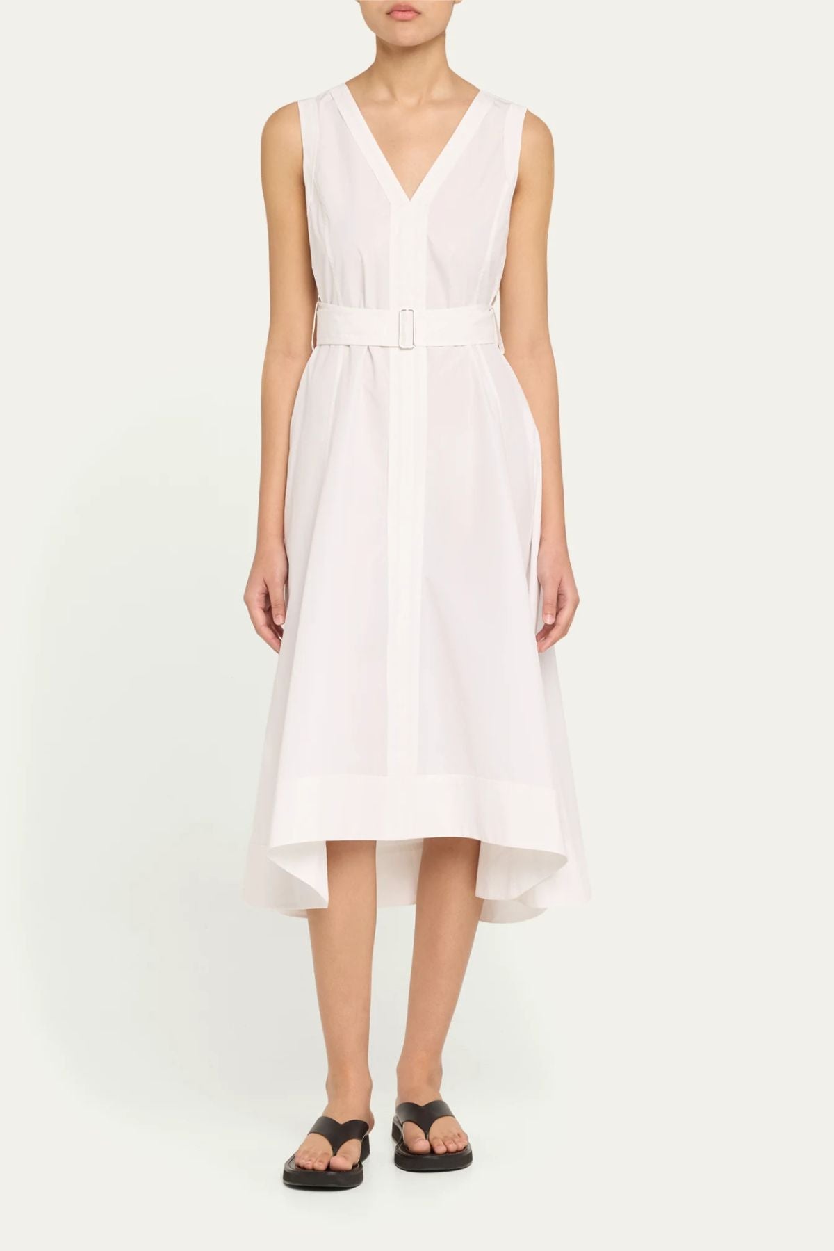 3.1 Phillip Lim Sleeveless Belted V-Neck Dress - White
