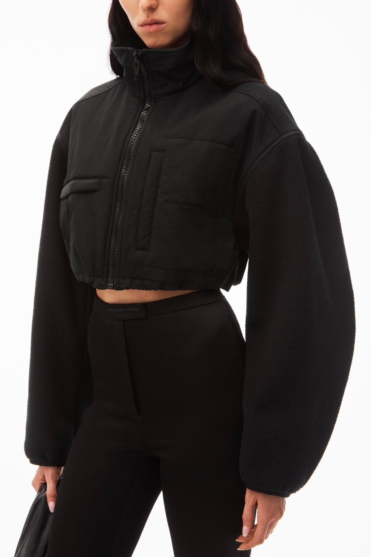 Alexander Wang Cropped Fleece Jacket - Black