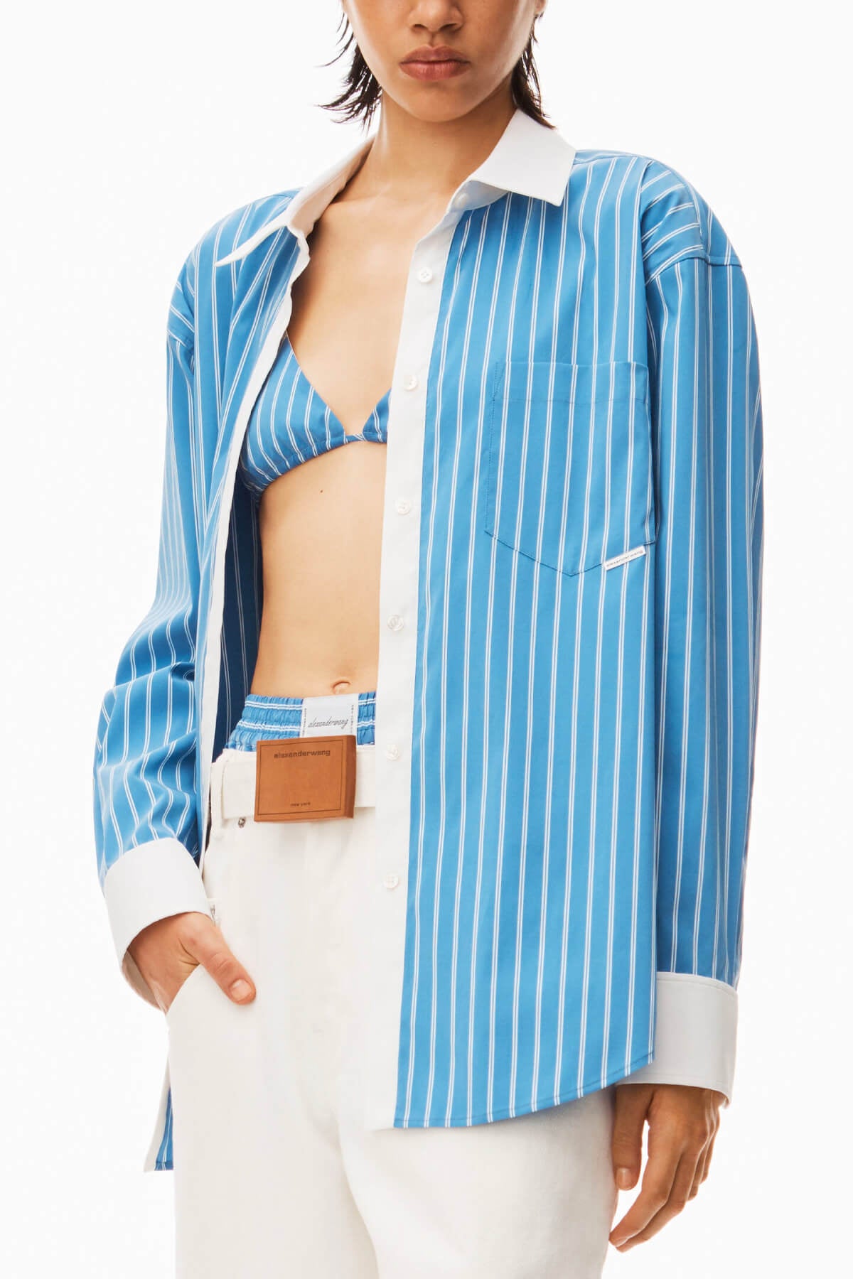 Alexander Wang Button Down Shirt - Blue/ White
