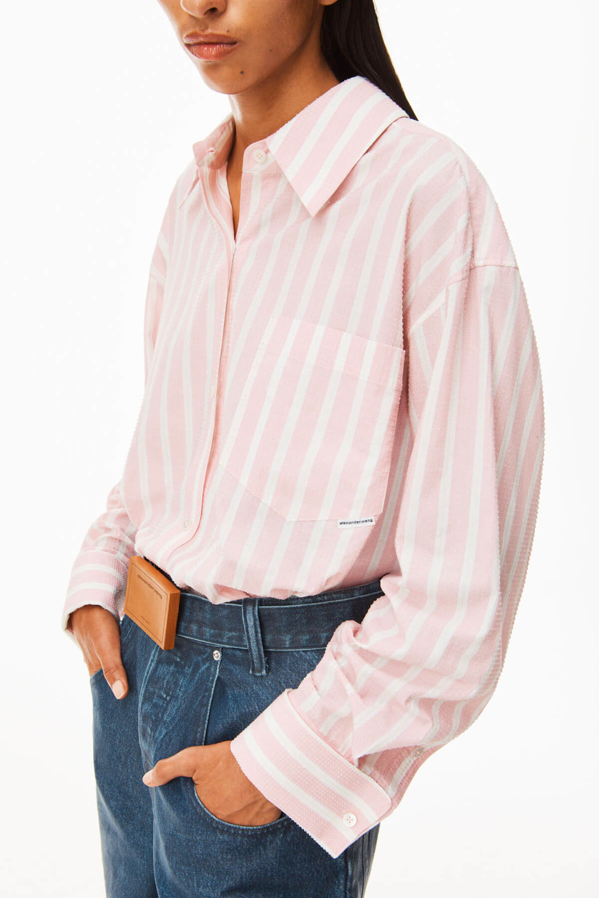 Alexander Wang Clear Hotfix Shirt Jacket - Pink/ White