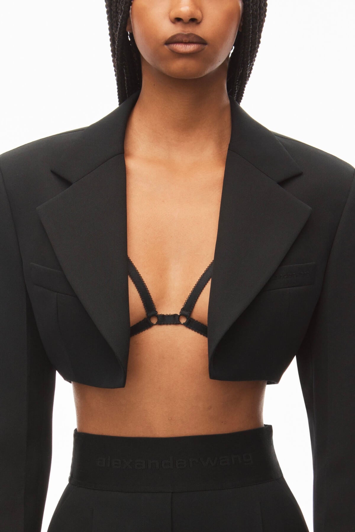 Alexander Wang Cropped Tuxedo Blazer - Black