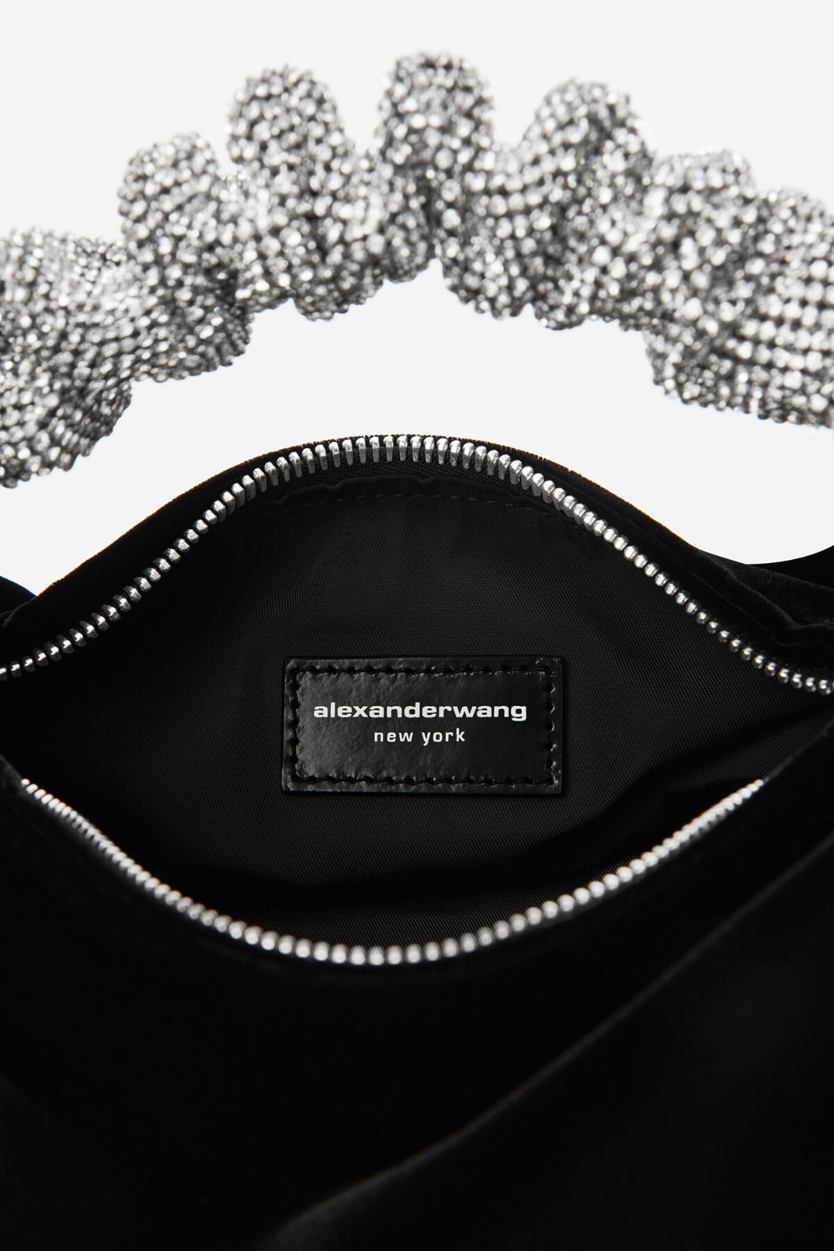 Alexander Wang Crystal Scrunchie Velvet Mini Bag - Black