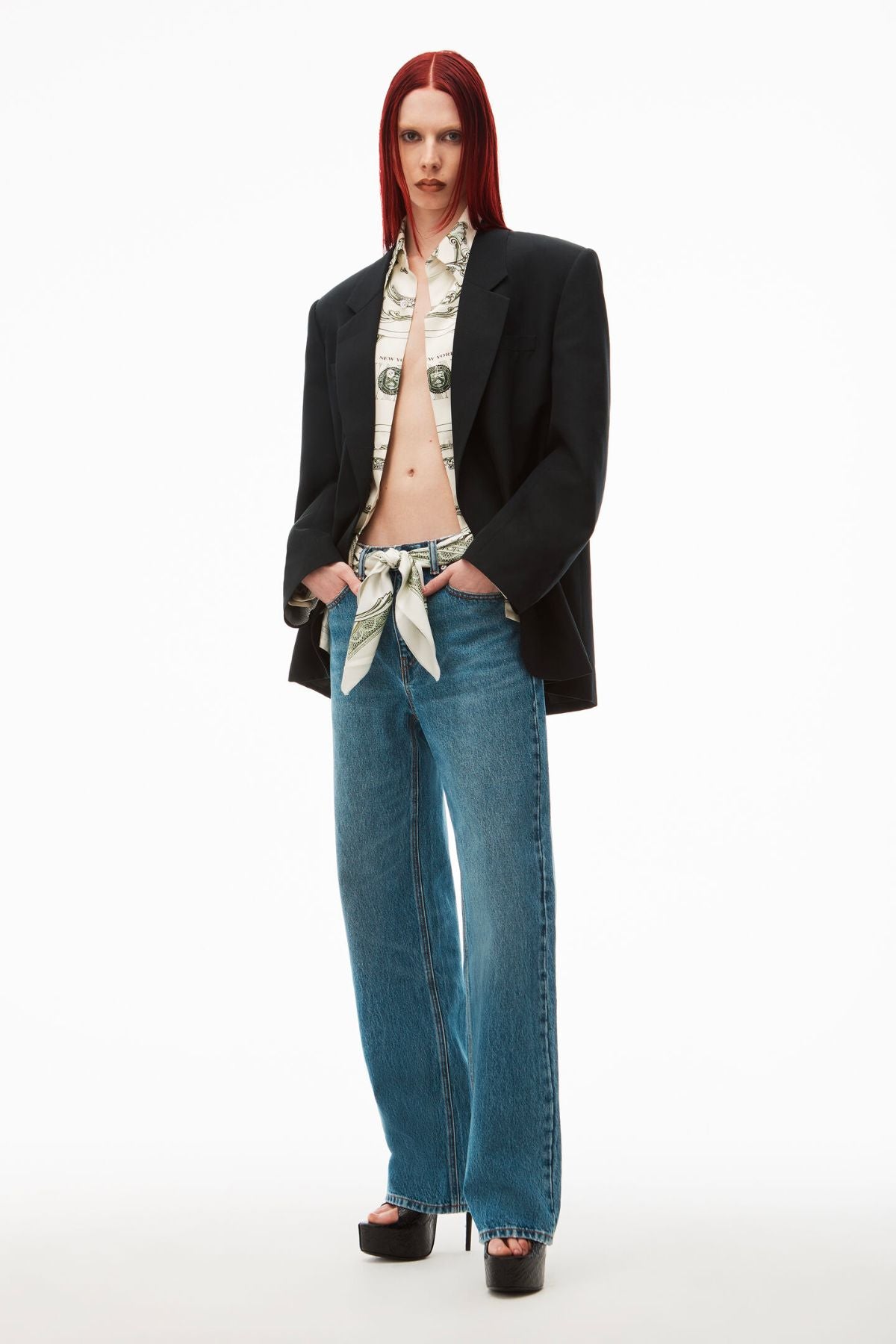 Alexander Wang EZ Mid Rise Relaxed Straight Jeans - Vintage Medium Indigo