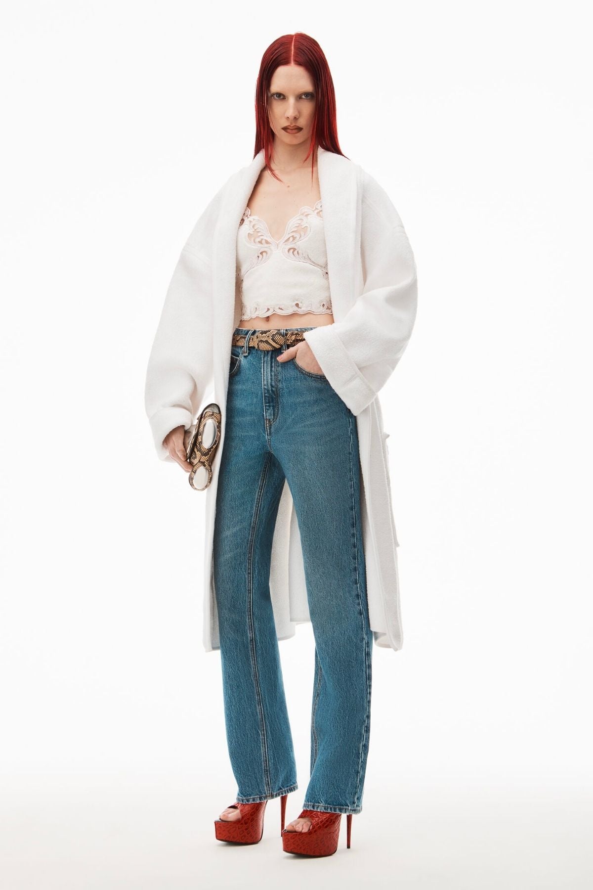 Alexander Wang Fly High-Rise Stacked Jean - Vintage Medium Indigo