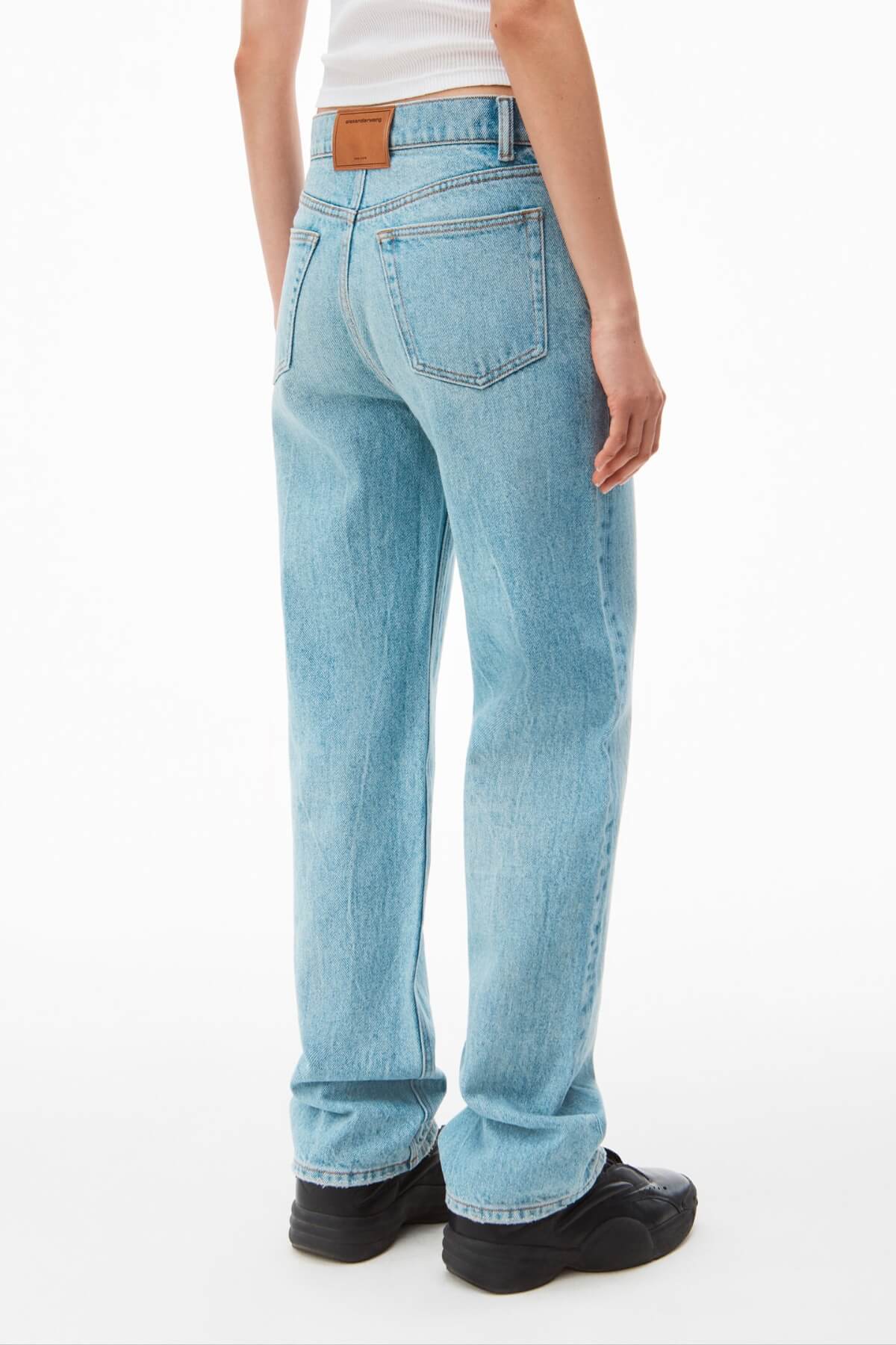 Alexander Wang EZ Mid Rise Relaxed Straight Jeans - Vintage Faded Indigo