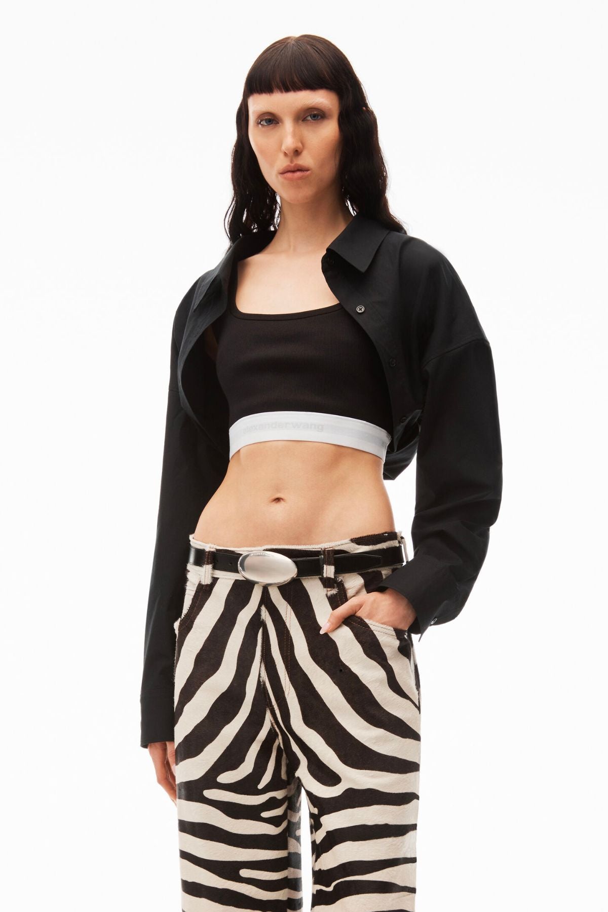 alexanderwang.t Layered Crop Bolero Shirt - Black