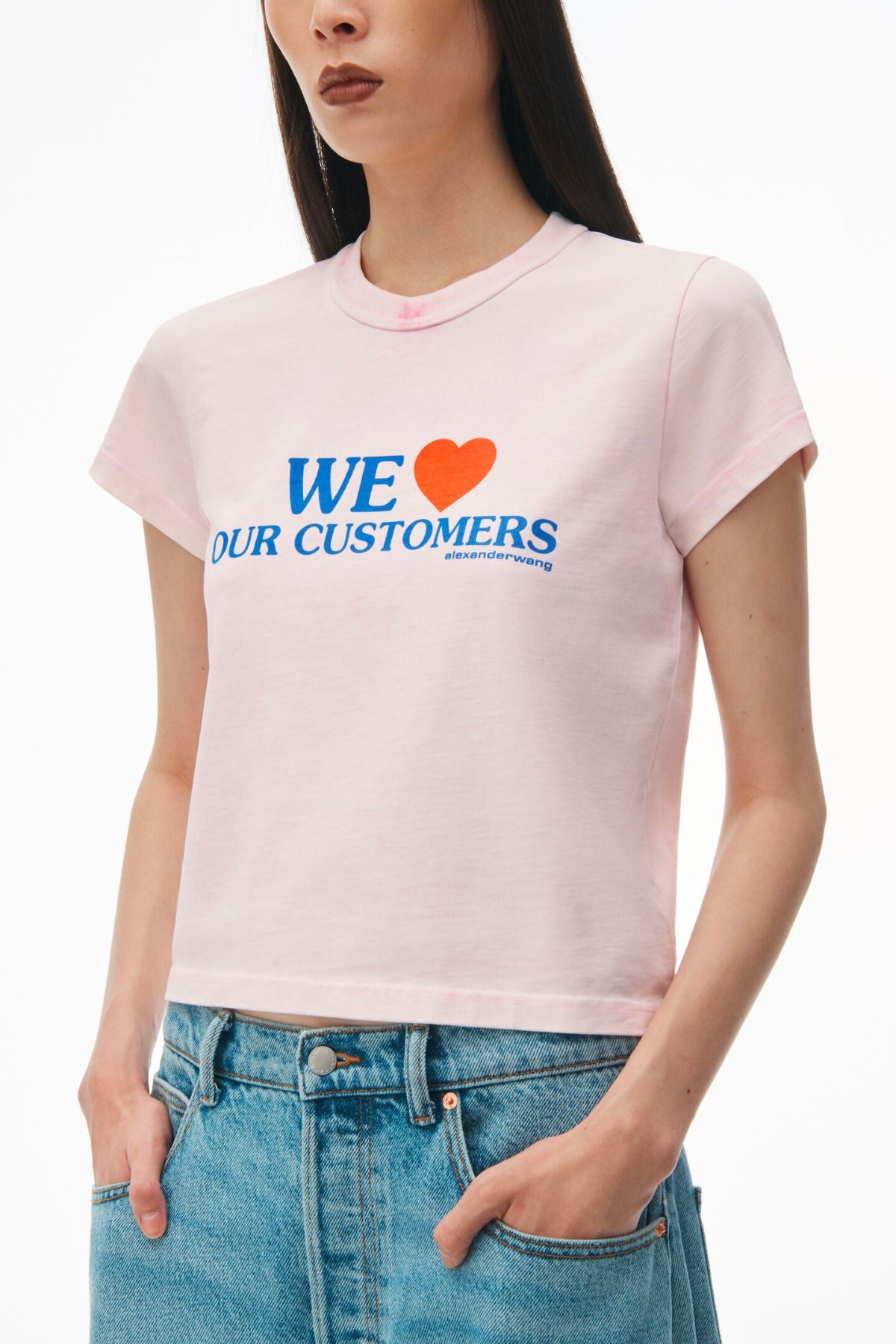 Alexander Wang We Love our Customers Shrunken Tee - Light Pink Bleach