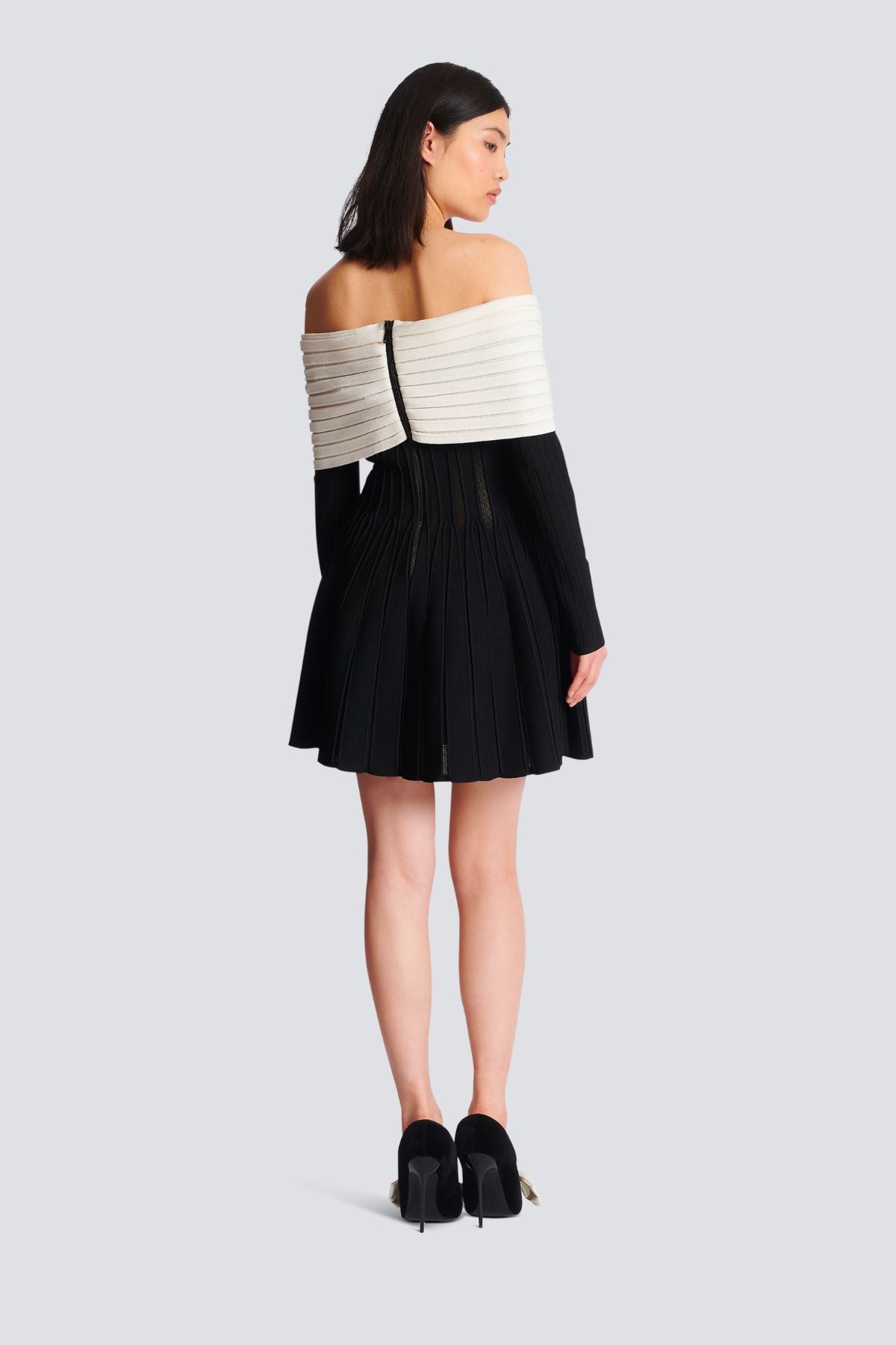 Balmain Off The Shoulder Knit Mini Dress