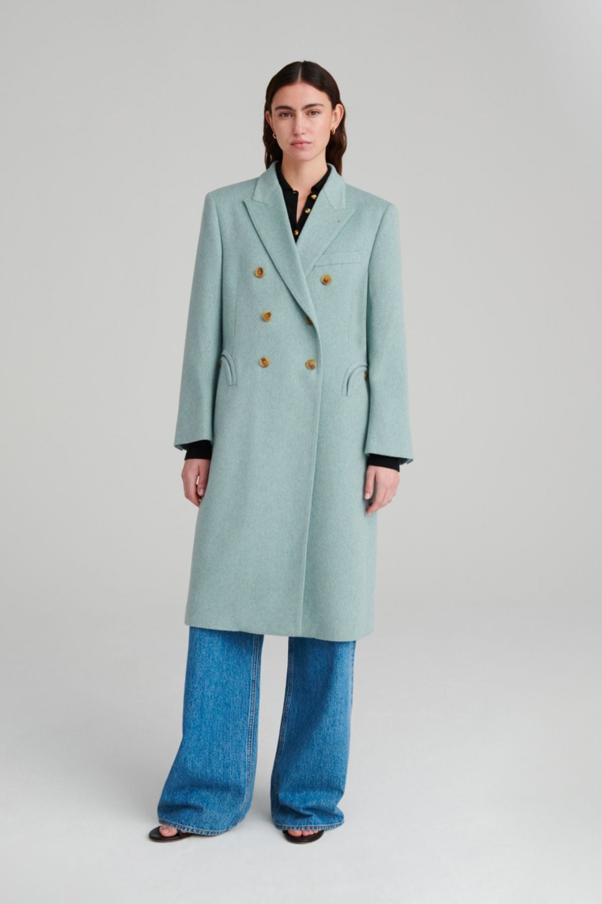 Blazé Milano Arya Virgin Wool Overcoat - Aqua