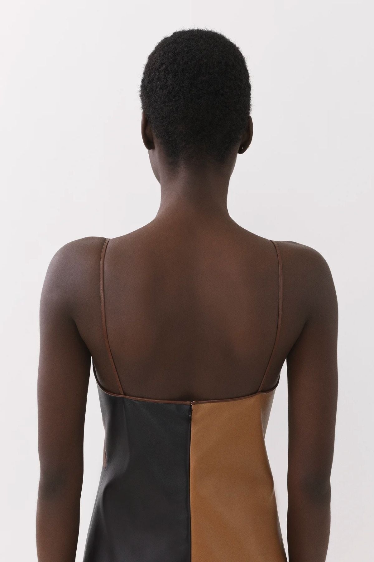 Chlo Patchwork Leather Dress - Multi Brown  GRACE Melbourne