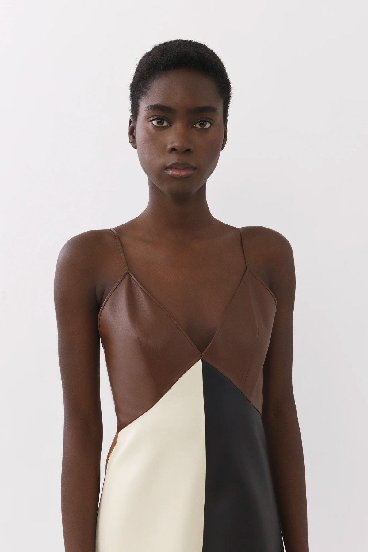 Chlo Patchwork Leather Dress - Multi Brown GRACE Melbourne Chlo Patchwork Leather Dress - Multi Brown GRACE Melbourne