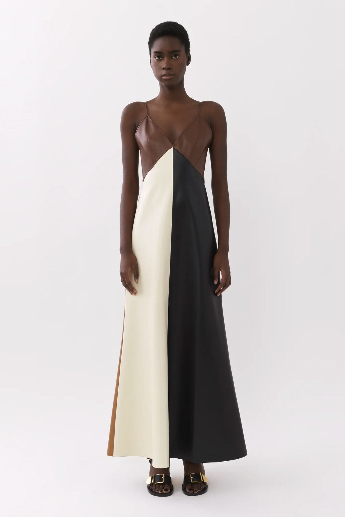 Chlo Patchwork Leather Dress - Multi Brown GRACE Melbourne Chlo Patchwork Leather Dress - Multi Brown GRACE Melbourne