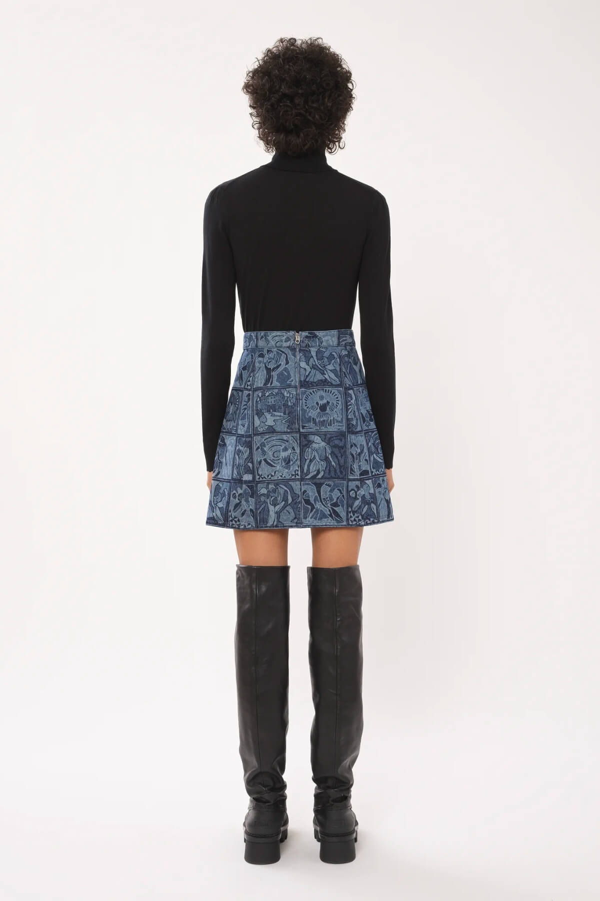 Chloé A-Line Denim Mini Skirt - Multicolour Blue