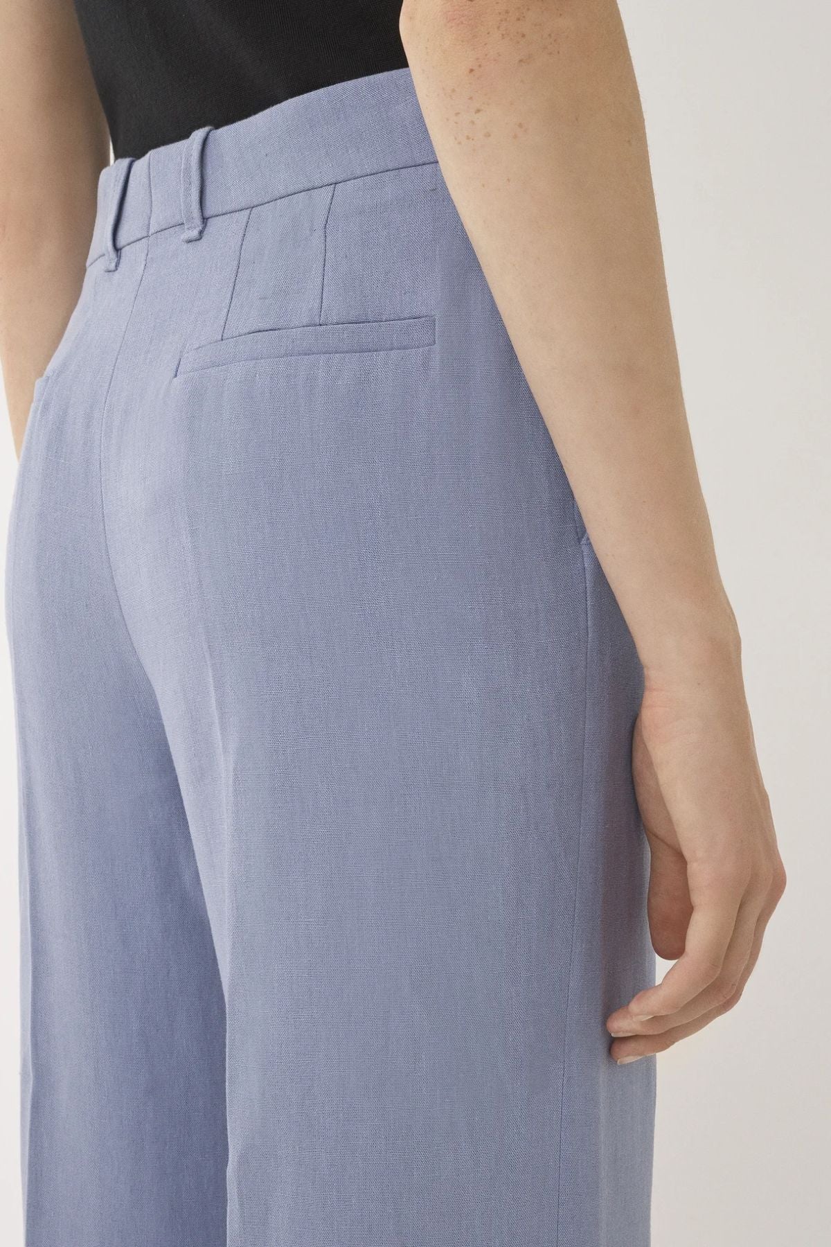 Chloé Linen Canvas Wide Leg Pant - Pebble Blue