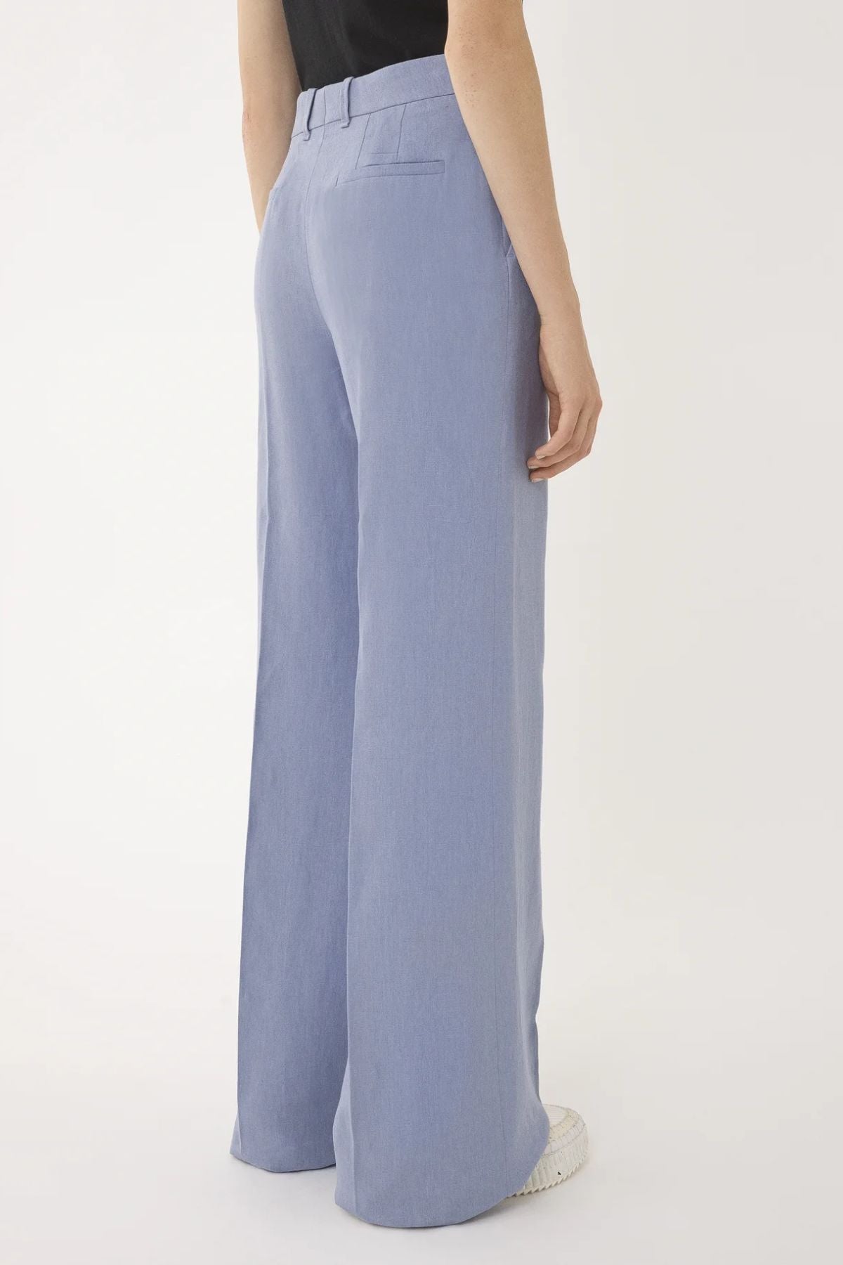 Chloé Linen Canvas Wide Leg Pant - Pebble Blue