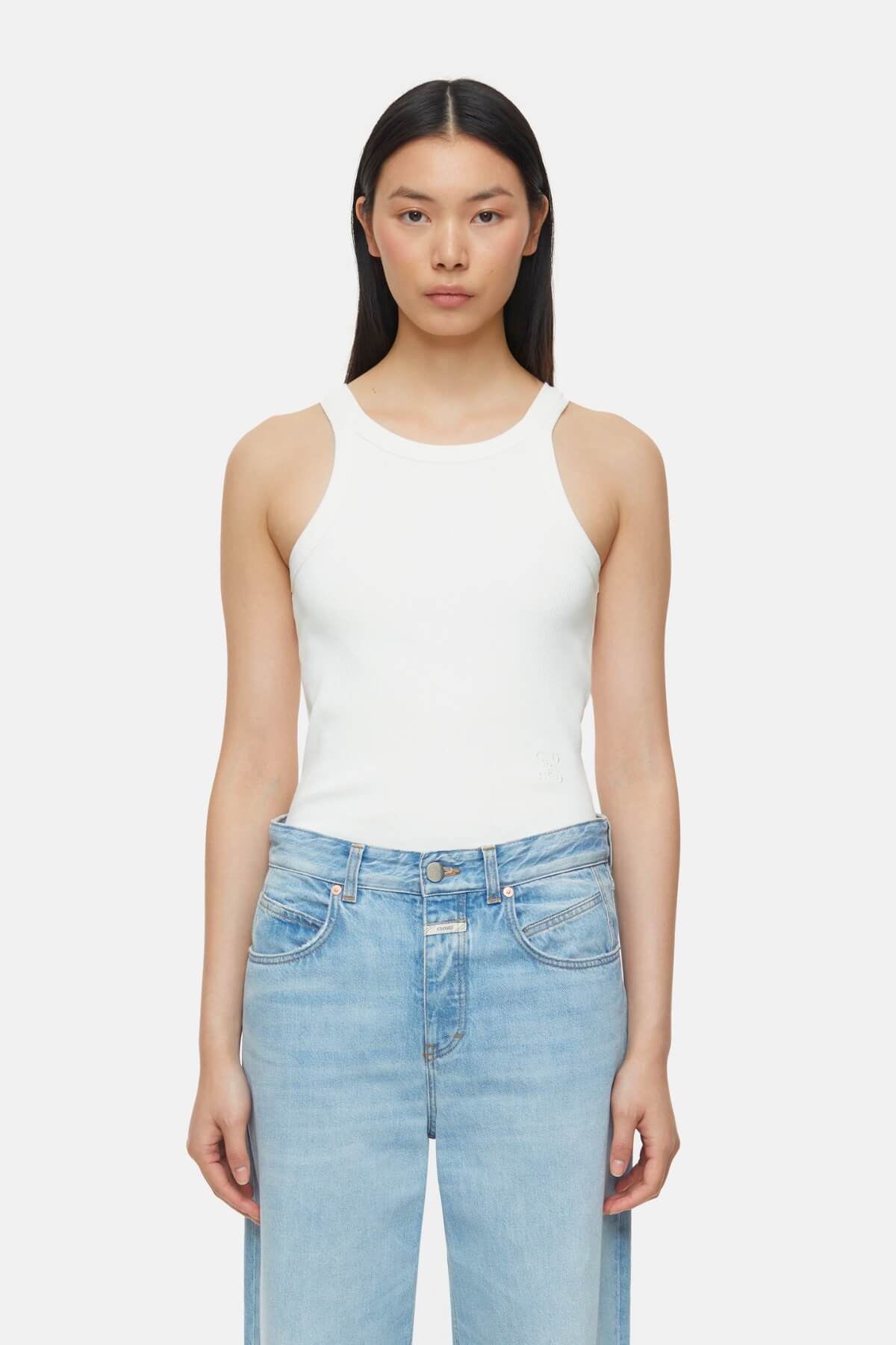 Closed  Racer Top - Ivory