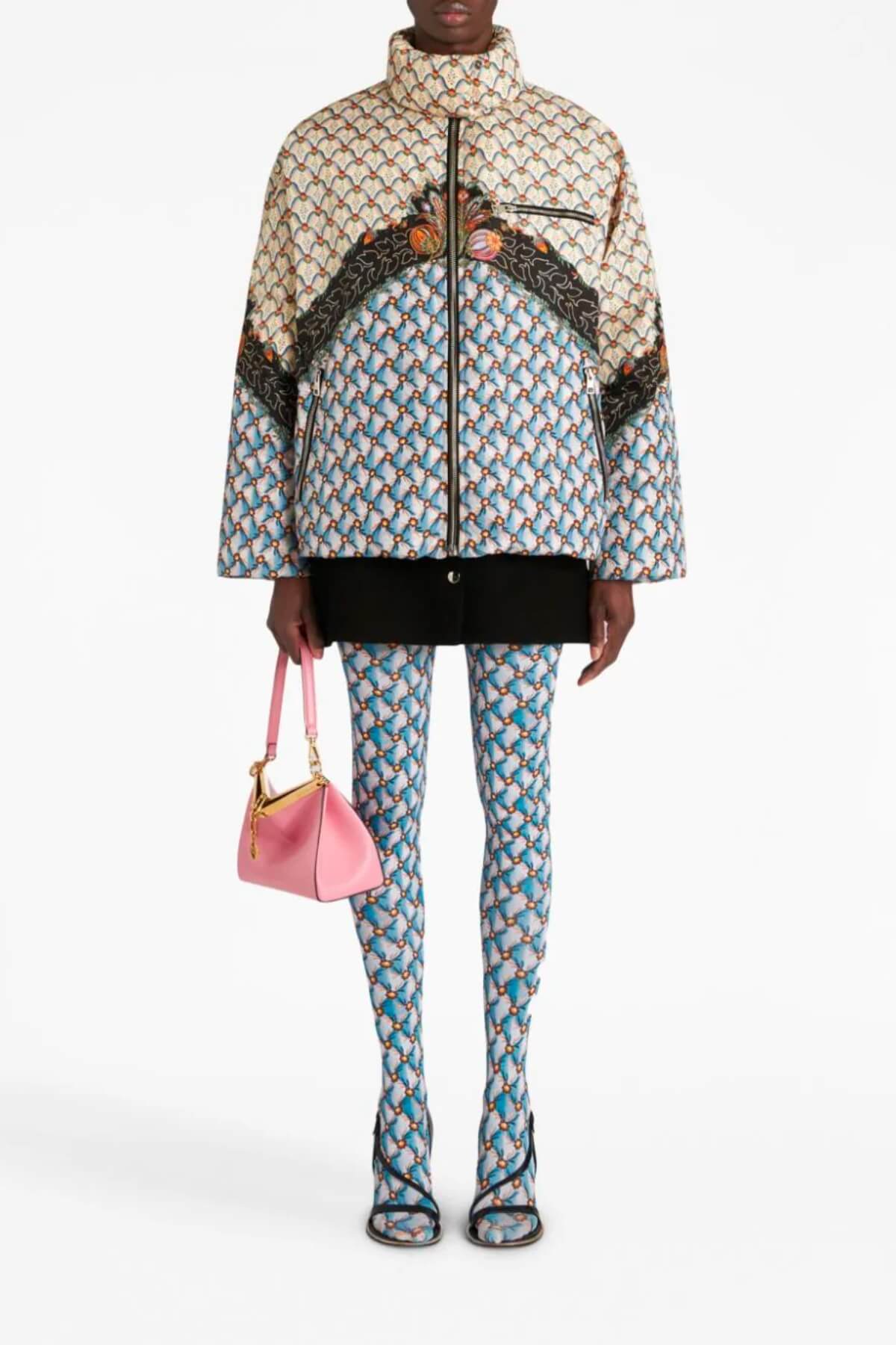 Etro Printed Puffer Jacket - Light Blue