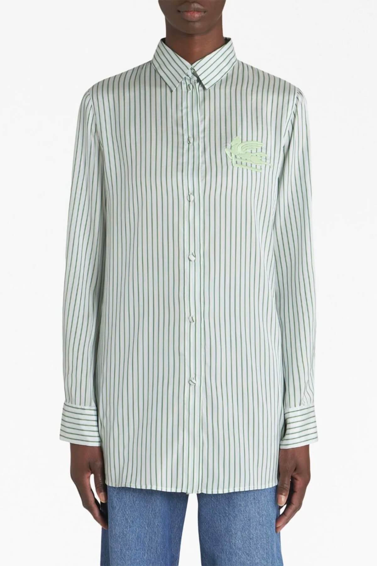 Etro Pinstripe Silk Shirt - Green