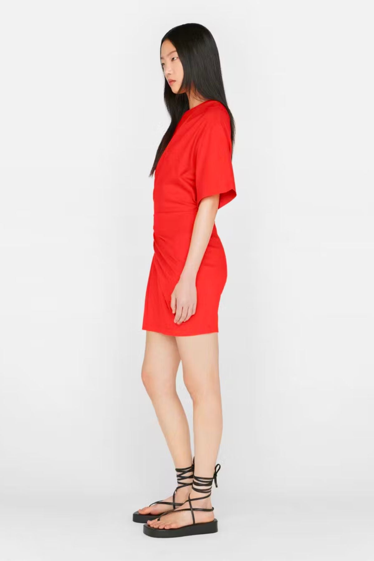 Frame Denim Draped Knit Mini Dress - Red/ Orange