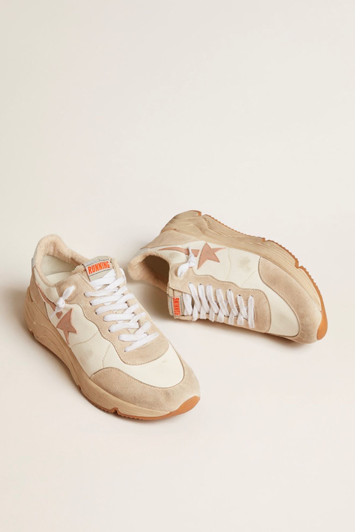 Golden Goose Running Sole Sneaker - White/ Seed Pearl/ Silver
