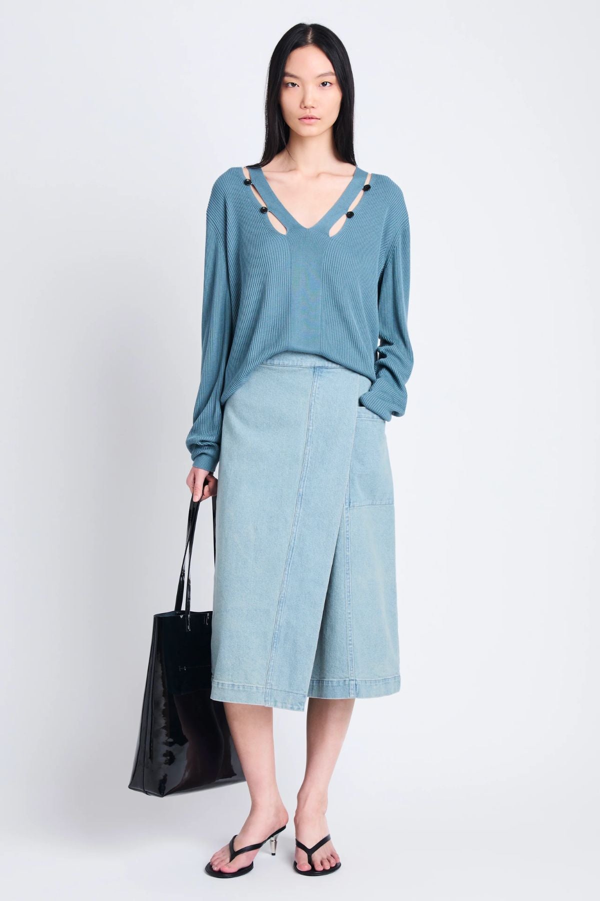 Proenza Schouler White Label Iris Wrap Skirt - Grey Indigo