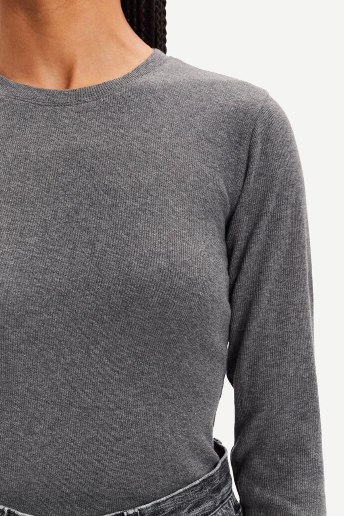 Samsøe Samsøe Alexa Long Sleeve T-Shirt Dark Grey Melange