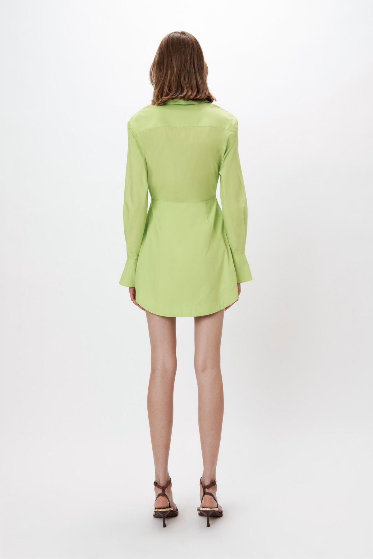 Simkhai Colbi Cotton Poplin Mini Shirt Dress - Acid Lime