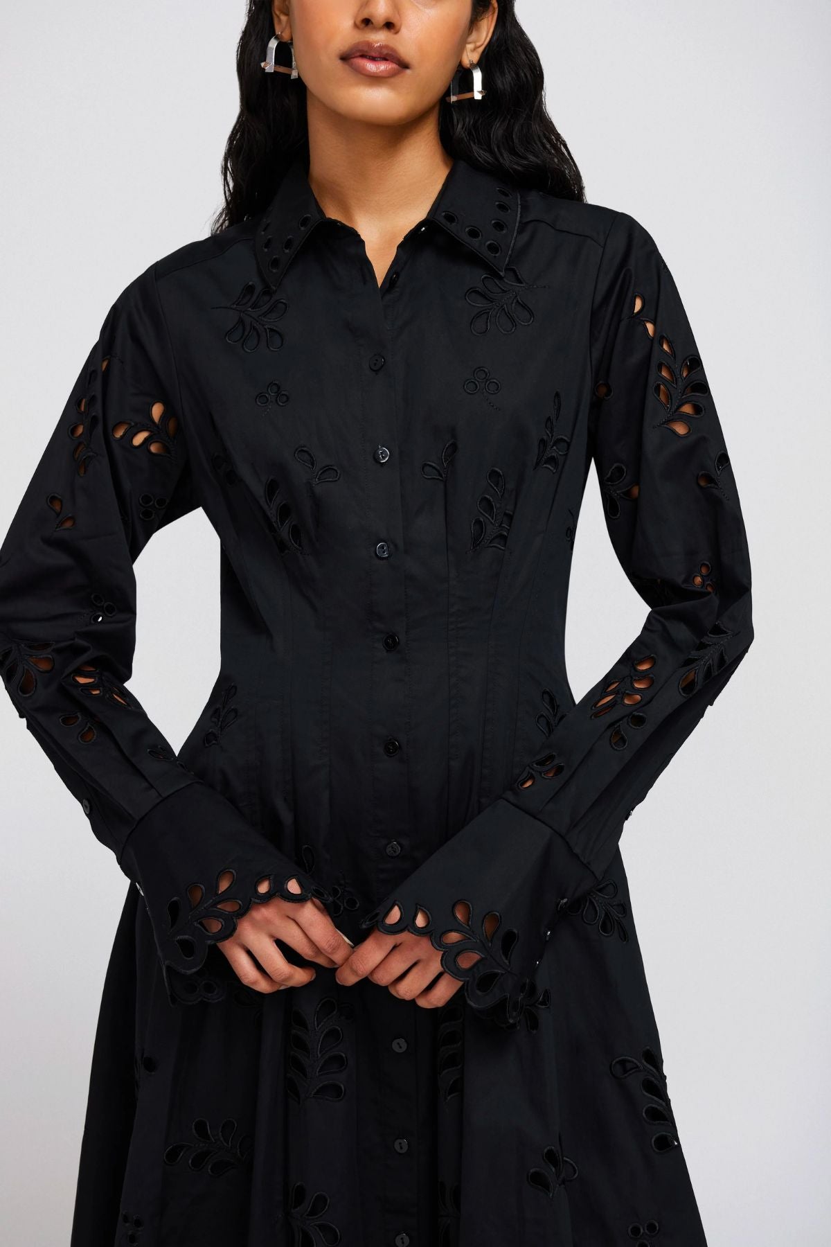 Simkhai Eda Broderie Cotton Midi Dress - Black