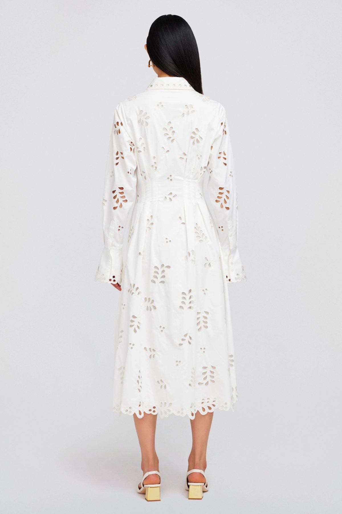 Simkhai Eda Broderie Cotton Midi Dress - White