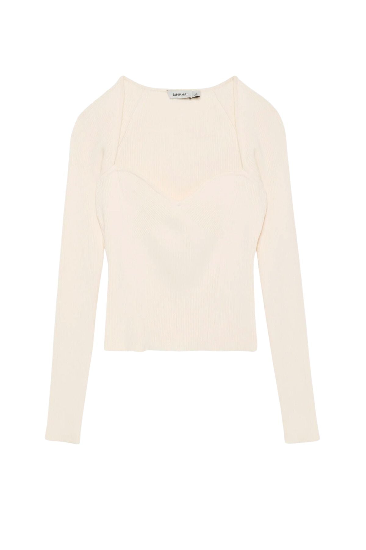 Simkhai Giuliana Longsleeve Sweetheart Top - Ivory