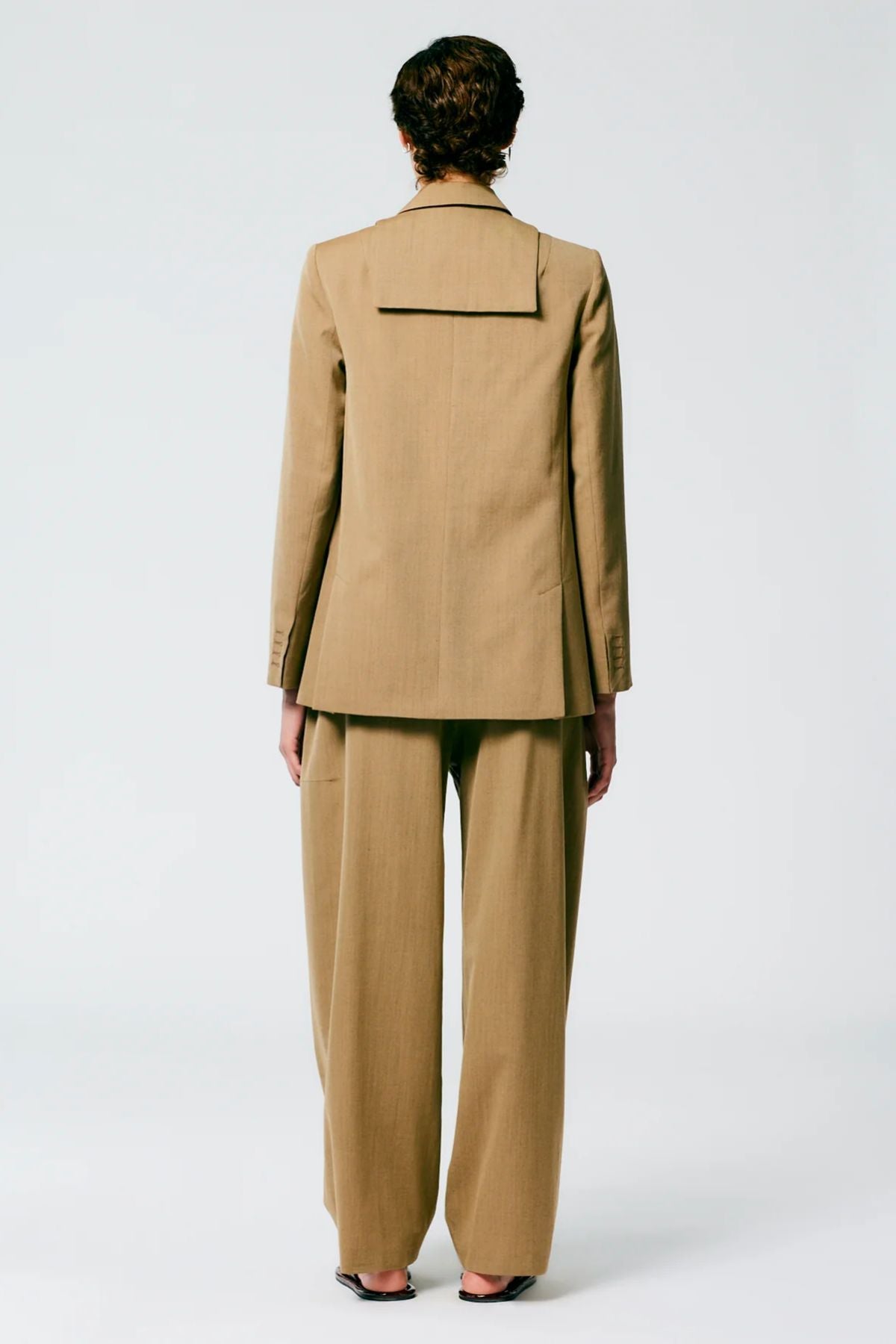 Tibi Wool Tricotine Simon Trouser - Dark Tan