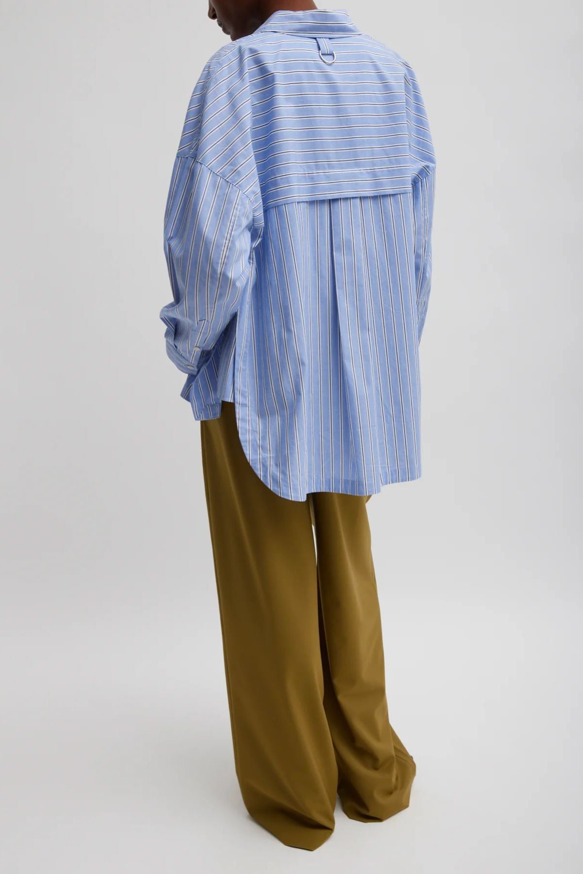Tibi Gabe Oversized Striped Shirt - Blue Multi