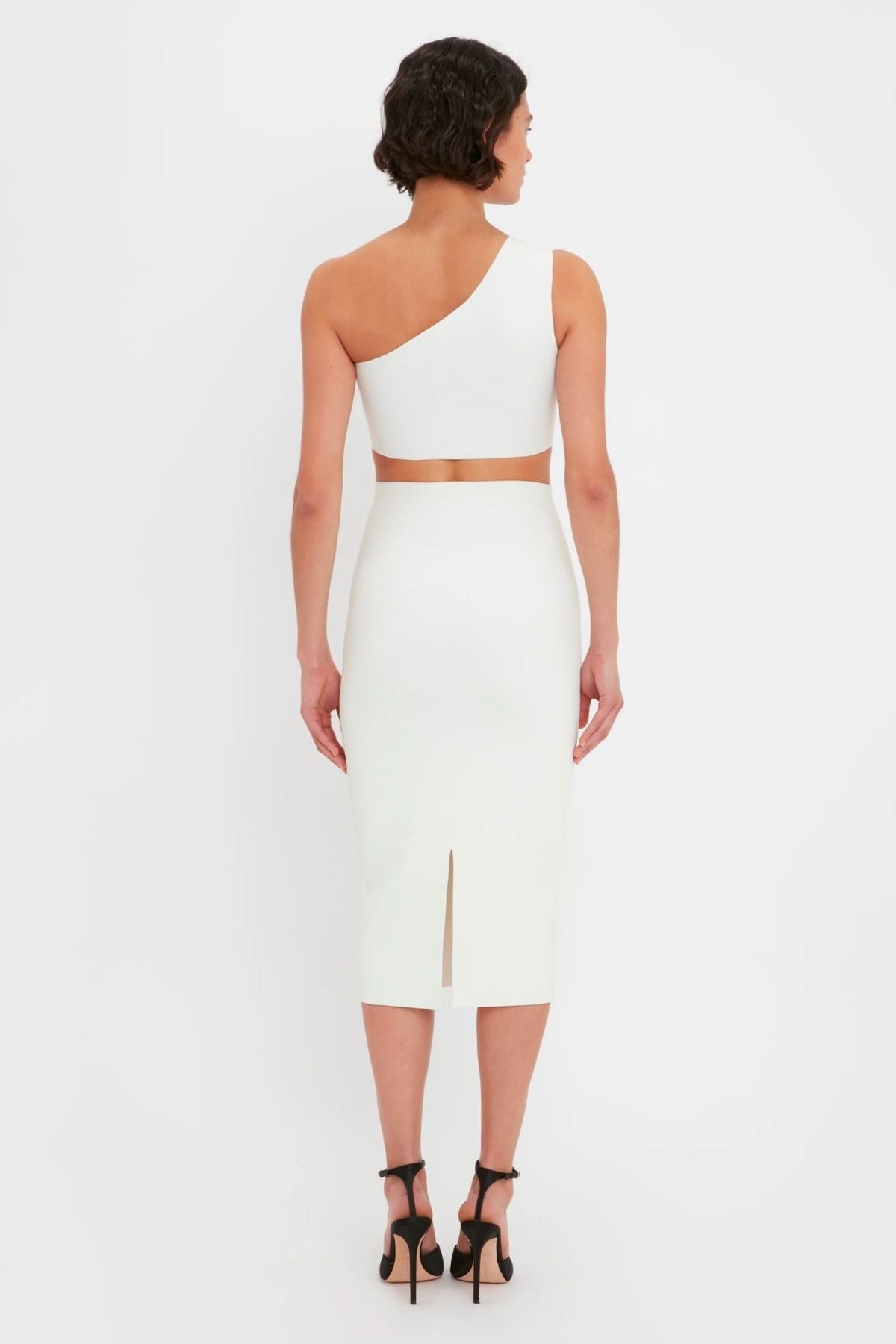 Victoria Beckham VB Body Asymmetric Bandeau Crop Top - White